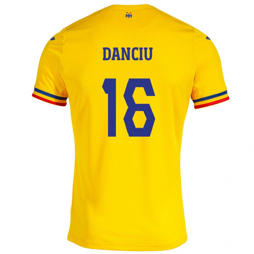 Men Football Romania Marian Danciu #16 Yellow Home Jersey 24-26 T-Shirt