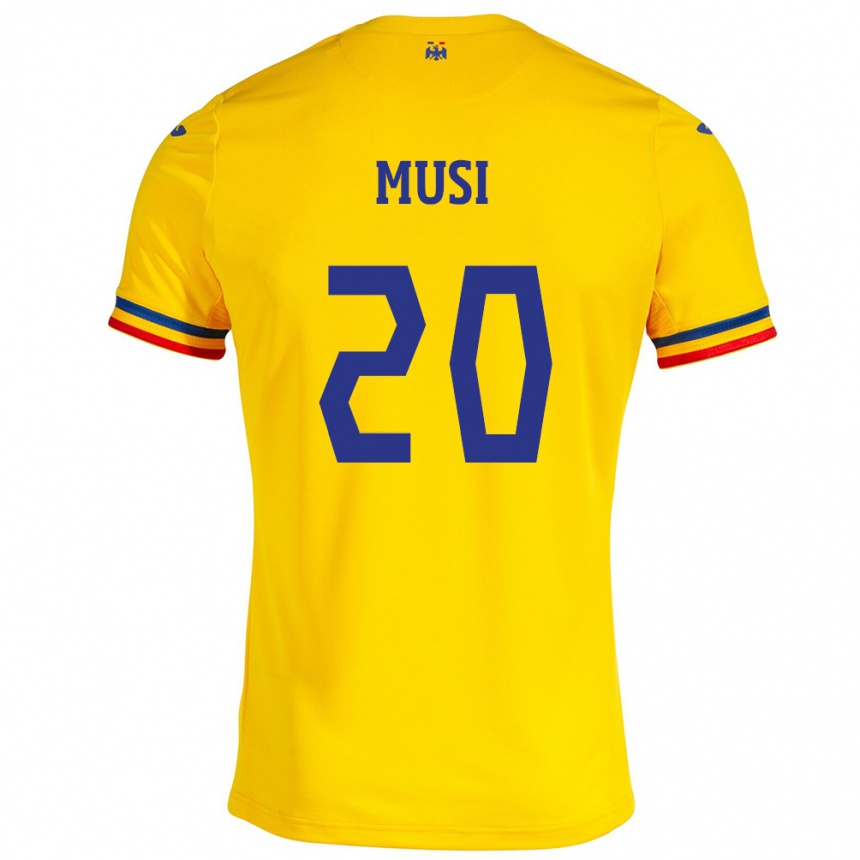 Men Football Romania Alexandru Musi #20 Yellow Home Jersey 24-26 T-Shirt