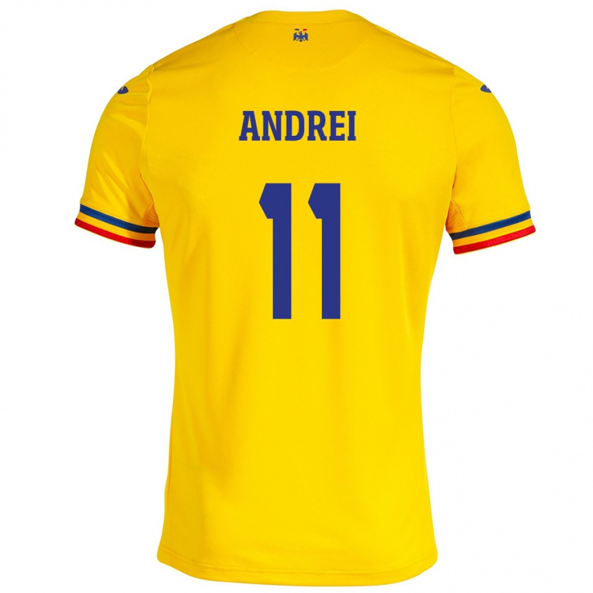 Men Football Romania Doru Andrei #11 Yellow Home Jersey 24-26 T-Shirt