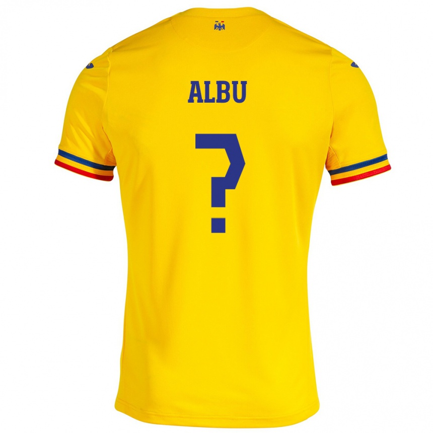 Men Football Romania Luca Albu #0 Yellow Home Jersey 24-26 T-Shirt