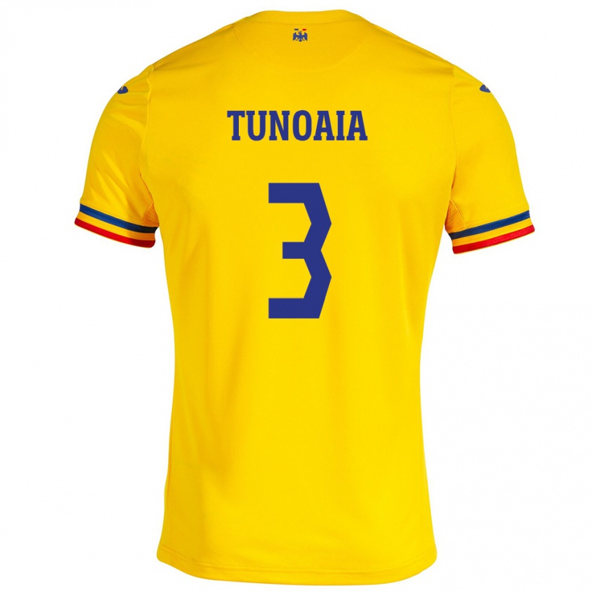 Men Football Romania Alexandra Tunoaia #3 Yellow Home Jersey 24-26 T-Shirt