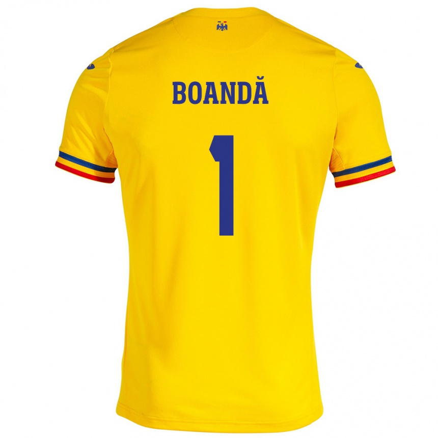 Men Football Romania Lavinia Boandă #1 Yellow Home Jersey 24-26 T-Shirt