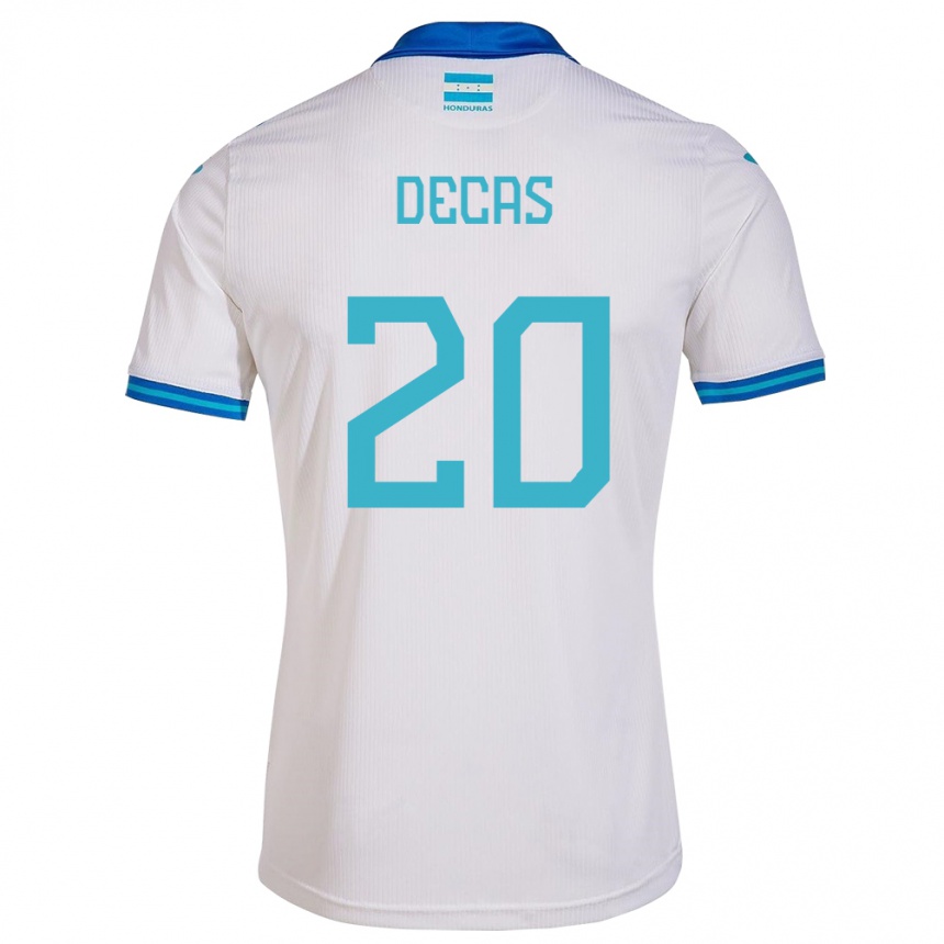 Men Football Honduras Wesly Decas #20 White Home Jersey 24-26 T-Shirt