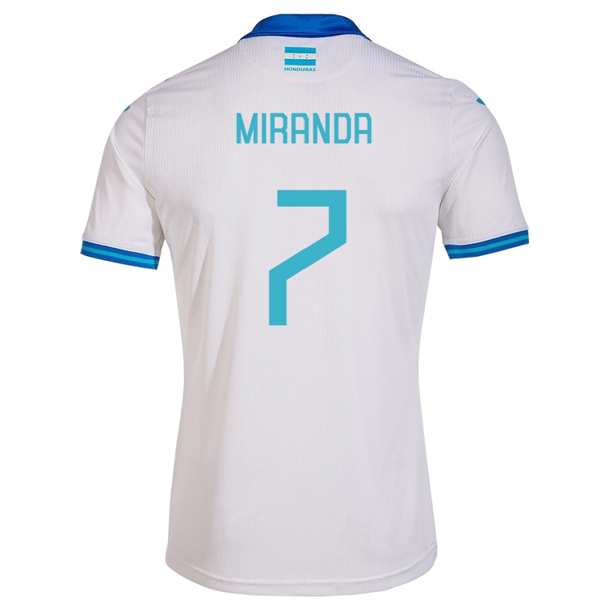 Men Football Honduras Jeffry Miranda #7 White Home Jersey 24-26 T-Shirt