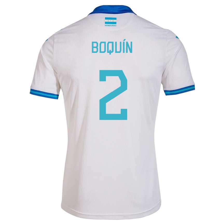 Men Football Honduras Stiven Boquín #2 White Home Jersey 24-26 T-Shirt