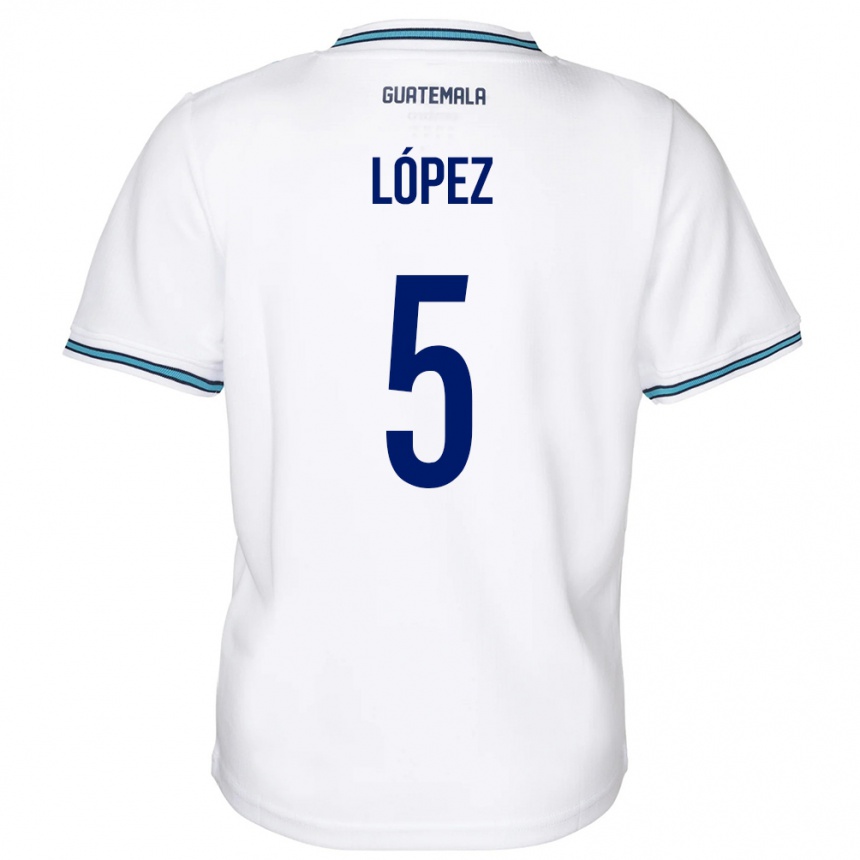 Men Football Guatemala Jeffery López #5 White Home Jersey 24-26 T-Shirt