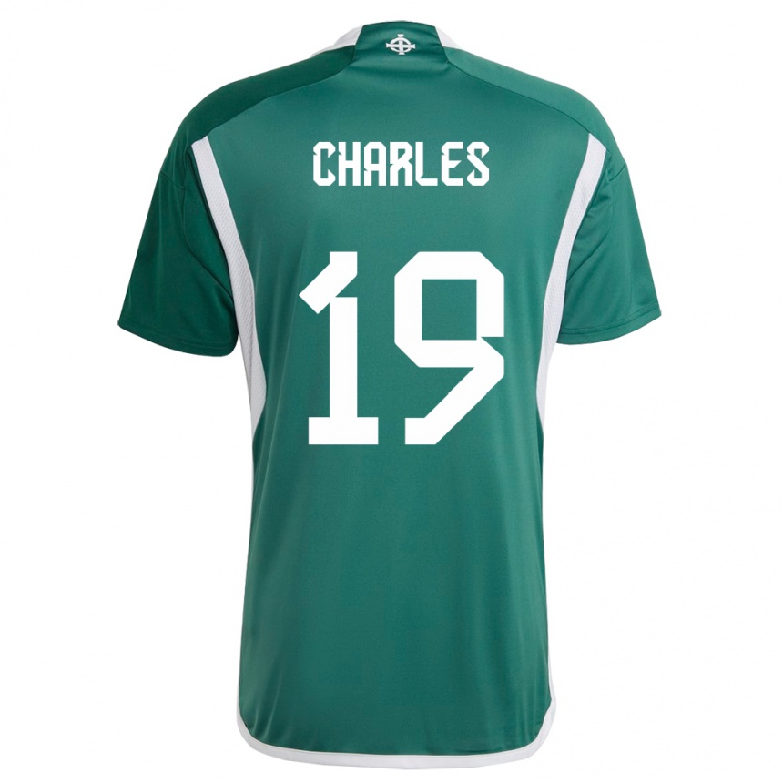 Men Football Northern Ireland Shea Charles #19 Green Home Jersey 24-26 T-Shirt