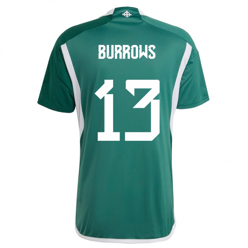 Men Football Northern Ireland Kelsie Burrows #13 Green Home Jersey 24-26 T-Shirt