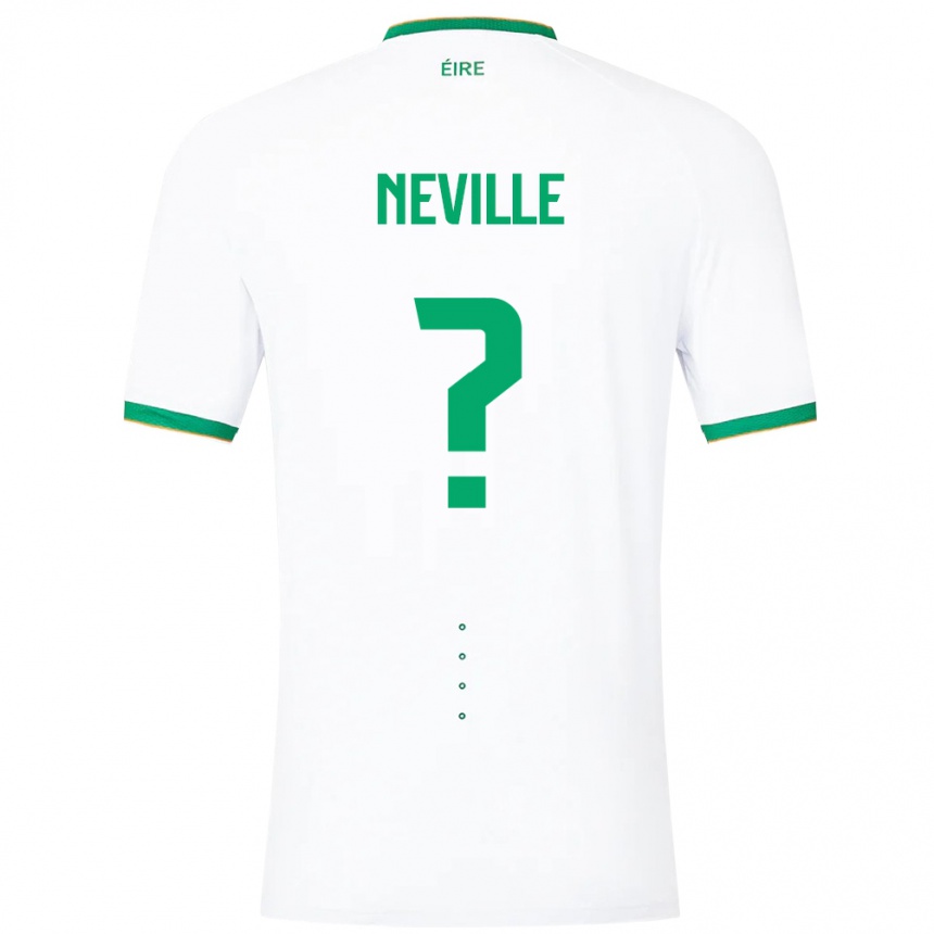 Men Football Ireland Harvey Neville #0 White Away Jersey 24-26 T-Shirt