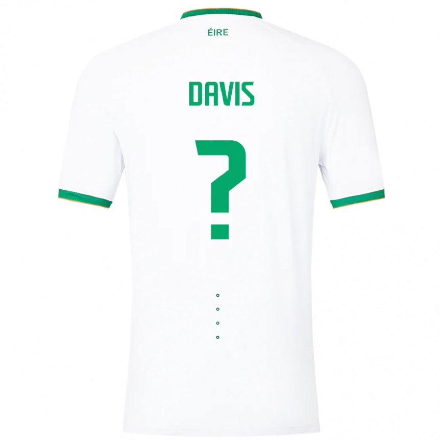 Men Football Ireland Warren Davis #0 White Away Jersey 24-26 T-Shirt