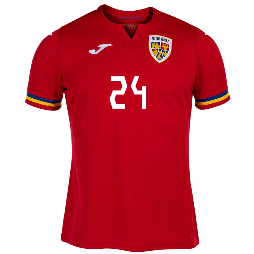 Men Football Romania Mădălina Tătar #24 Red Away Jersey 24-26 T-Shirt