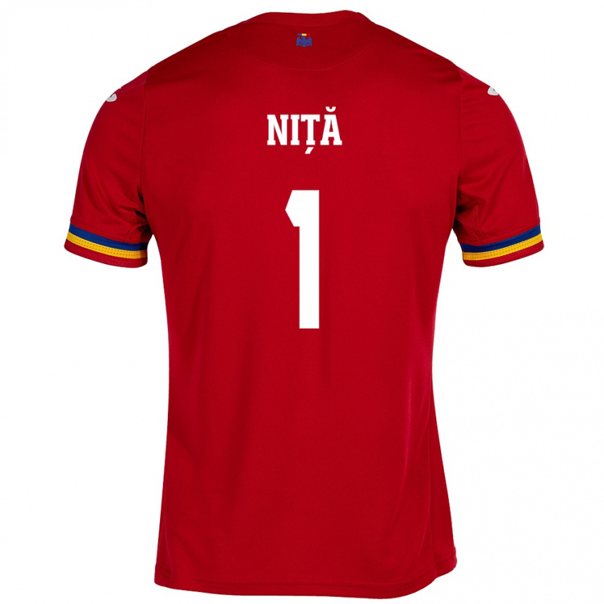 Men Football Romania Florin Niță #1 Red Away Jersey 24-26 T-Shirt