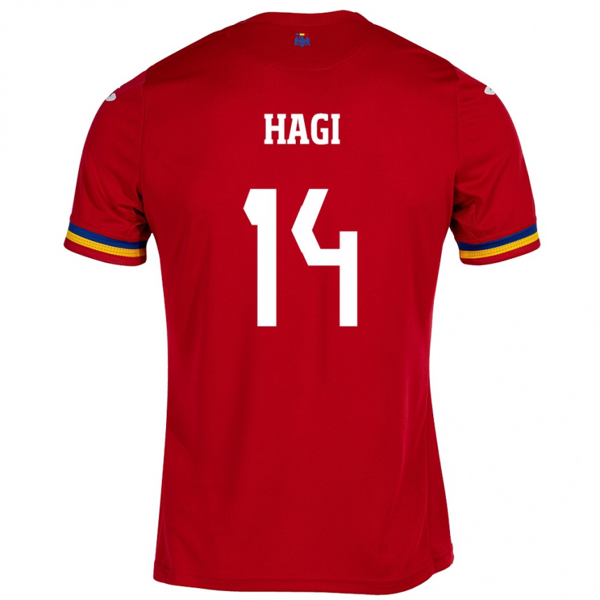 Men Football Romania Ianis Hagi #14 Red Away Jersey 24-26 T-Shirt