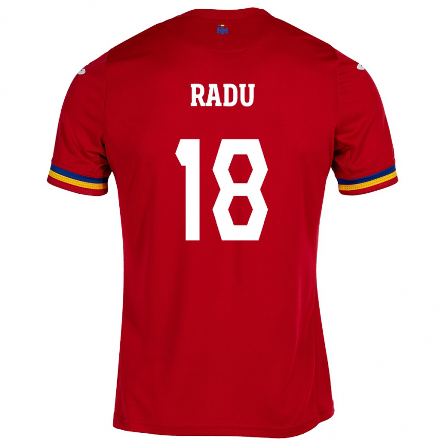 Men Football Romania Denis Radu #18 Red Away Jersey 24-26 T-Shirt