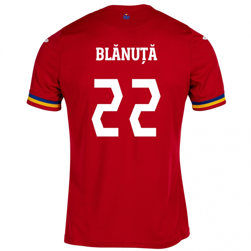 Men Football Romania Vladislav Blănuță #22 Red Away Jersey 24-26 T-Shirt