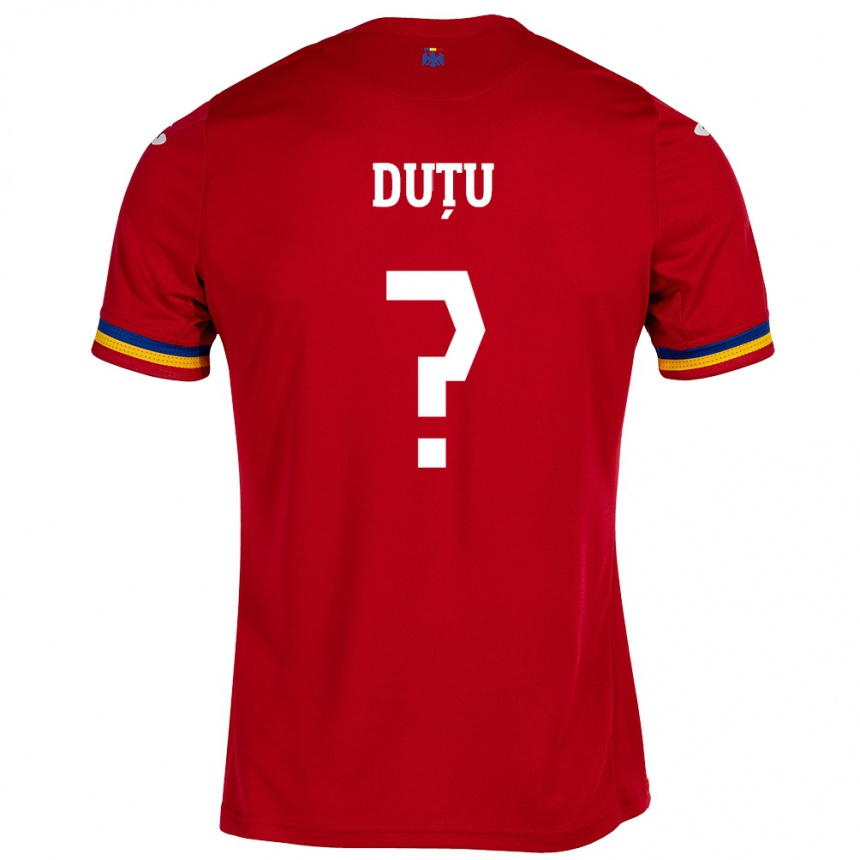 Men Football Romania Matteo Duțu #0 Red Away Jersey 24-26 T-Shirt