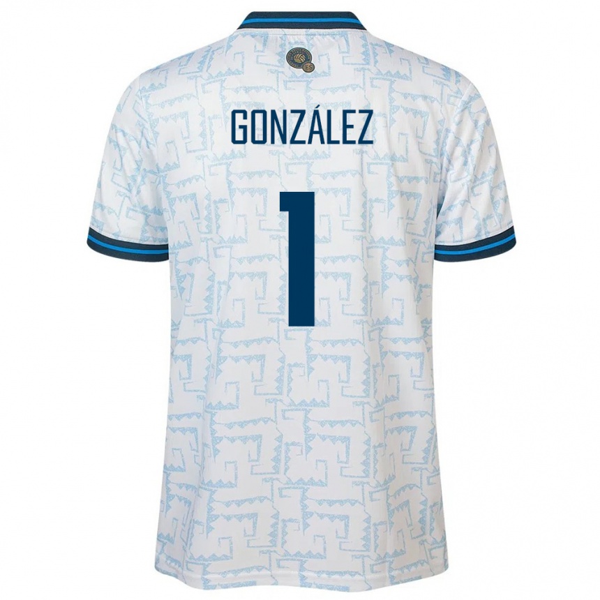 Men Football El Salvador Mario González #1 White Away Jersey 24-26 T-Shirt