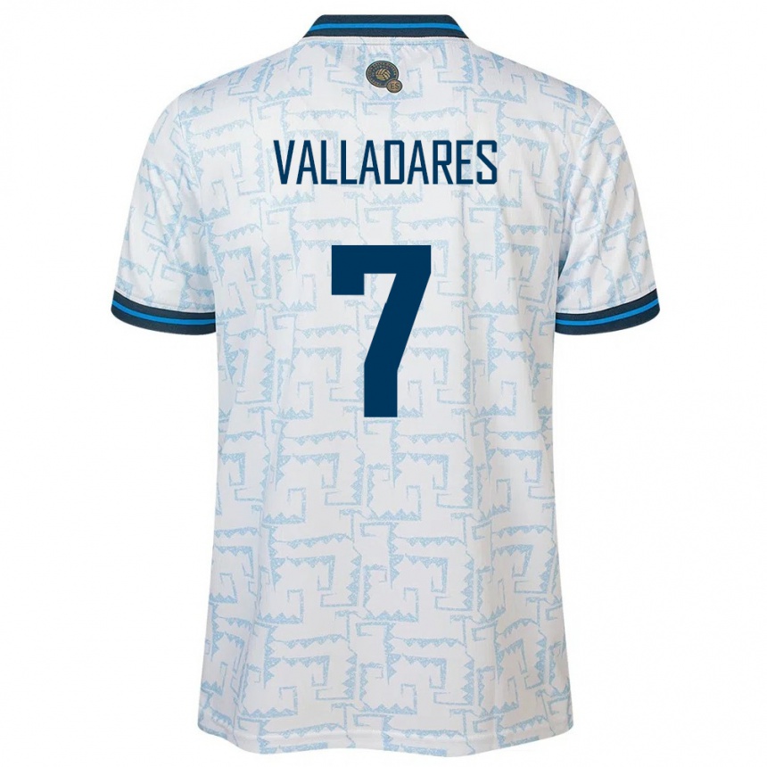 Men Football El Salvador Jefferson Valladares #7 White Away Jersey 24-26 T-Shirt