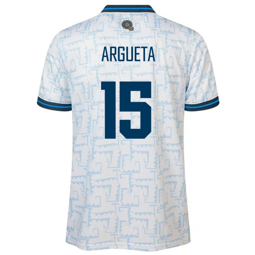 Men Football El Salvador Germán Argueta #15 White Away Jersey 24-26 T-Shirt