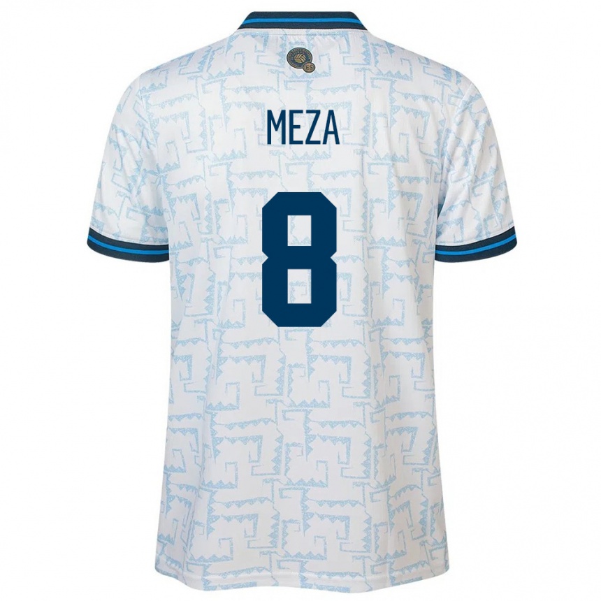 Men Football El Salvador Victoria Meza #8 White Away Jersey 24-26 T-Shirt