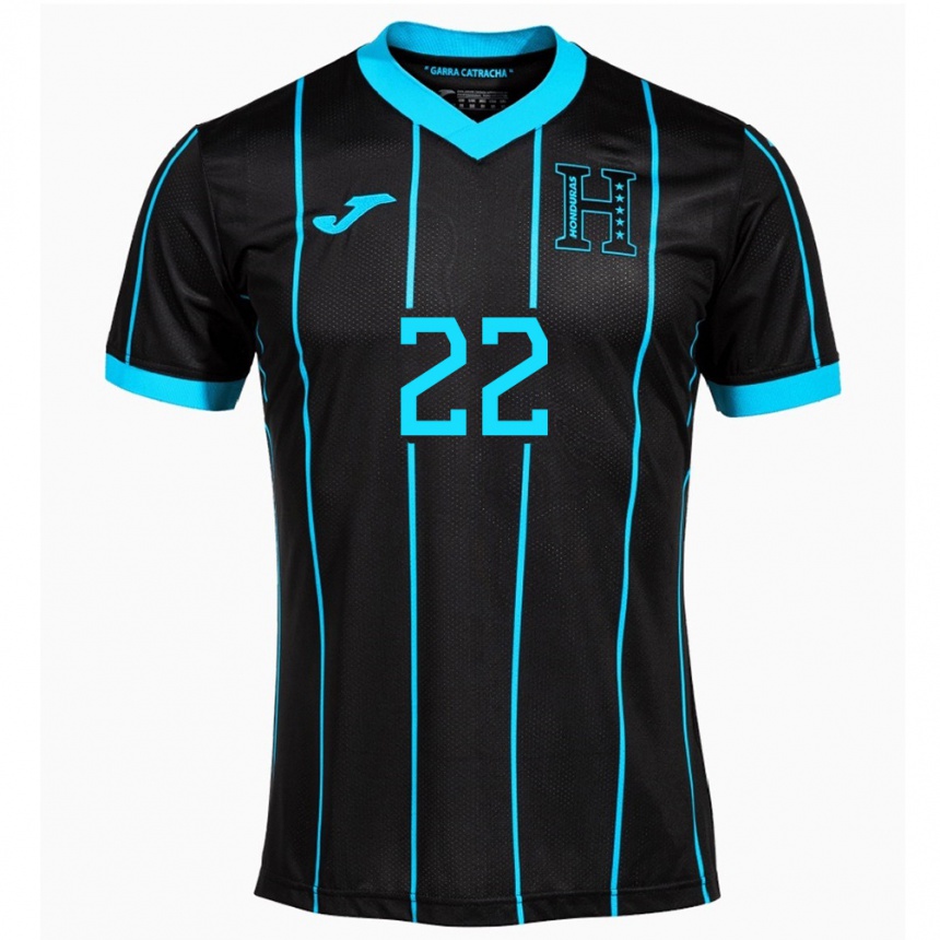 Men Football Honduras Luis López #22 Black Away Jersey 24-26 T-Shirt