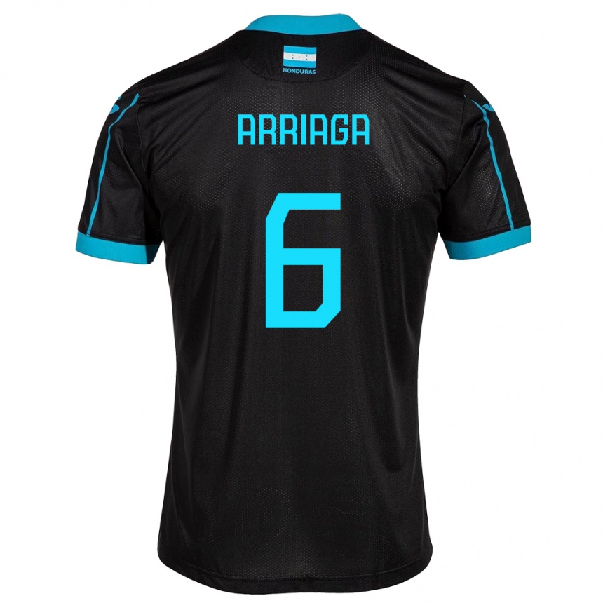 Men Football Honduras Javier Arriaga #6 Black Away Jersey 24-26 T-Shirt