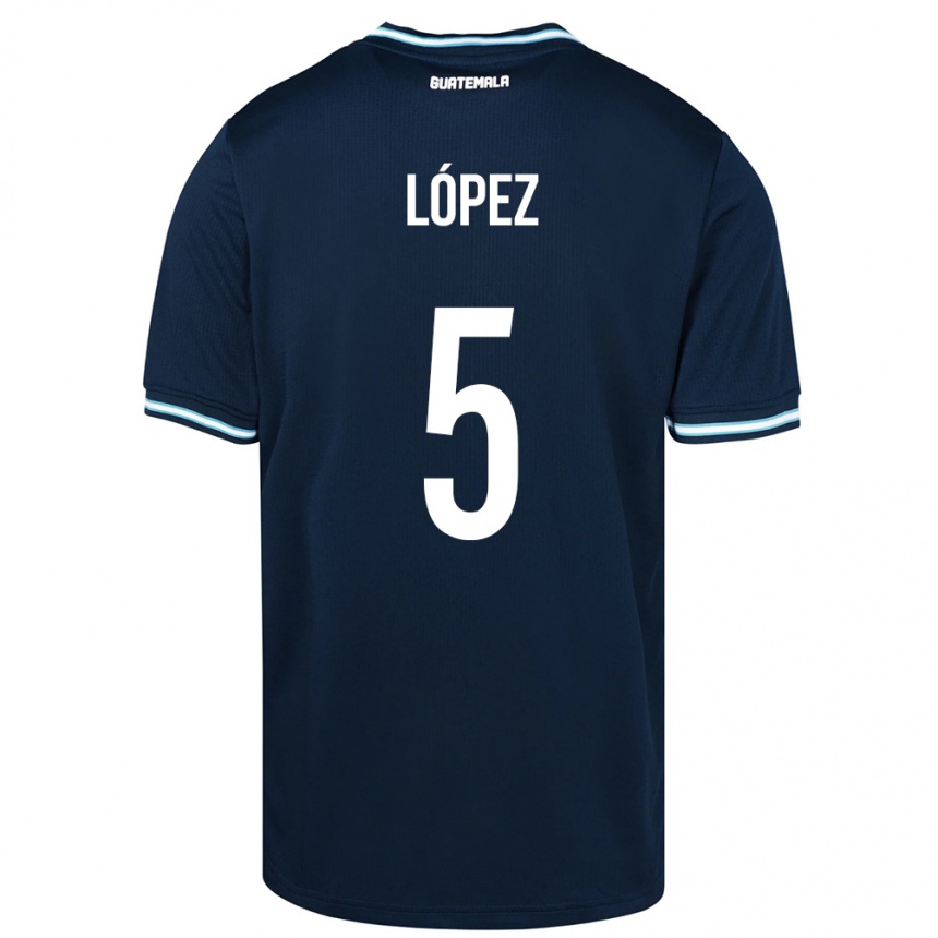 Men Football Guatemala Jeffery López #5 Blue Away Jersey 24-26 T-Shirt