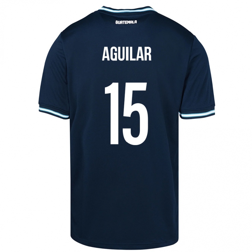 Men Football Guatemala Carlos Aguilar #15 Blue Away Jersey 24-26 T-Shirt