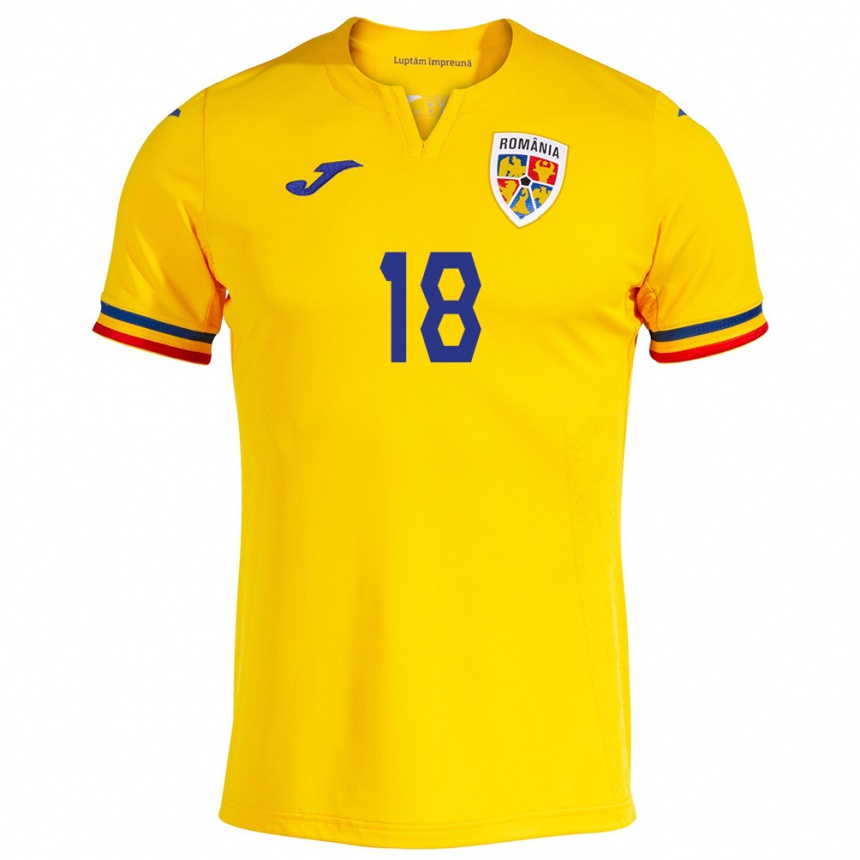 Women Football Romania Răzvan Marin #18 Yellow Home Jersey 24-26 T-Shirt