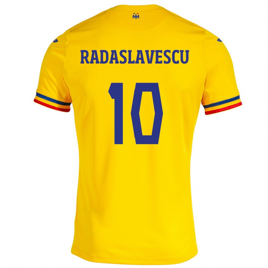 Women Football Romania Eduard Radaslavescu #10 Yellow Home Jersey 24-26 T-Shirt