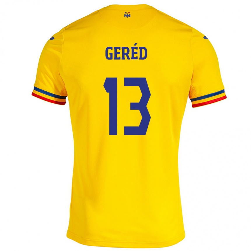 Women Football Romania Erika Geréd #13 Yellow Home Jersey 24-26 T-Shirt
