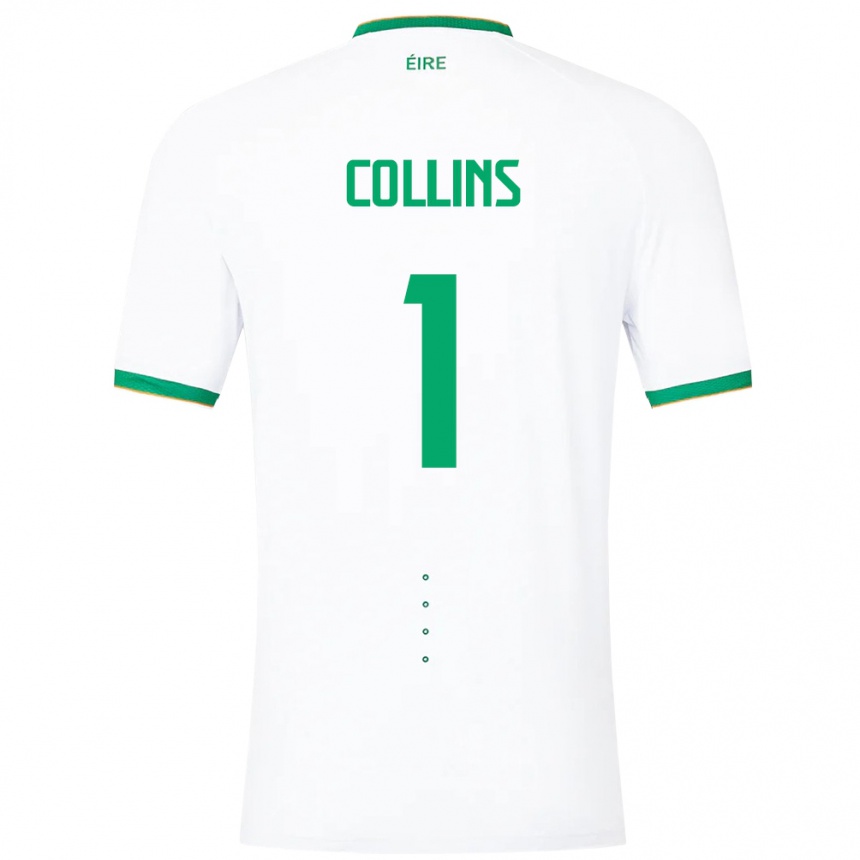 Women Football Ireland Joe Collins #1 White Away Jersey 24-26 T-Shirt