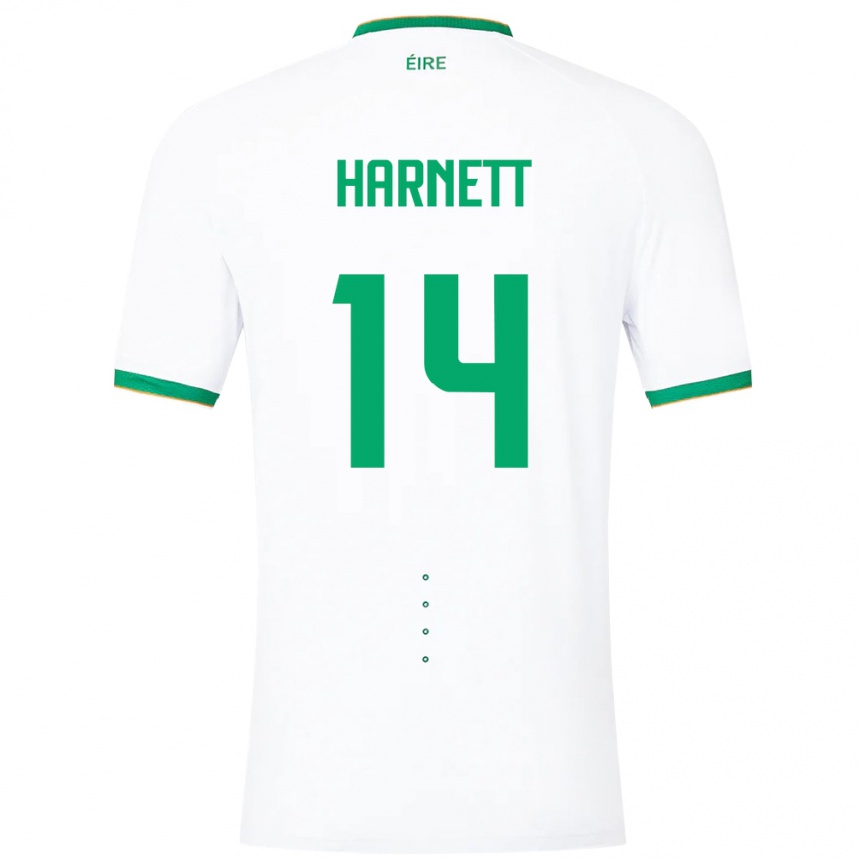 Women Football Ireland Kaylem Harnett #14 White Away Jersey 24-26 T-Shirt