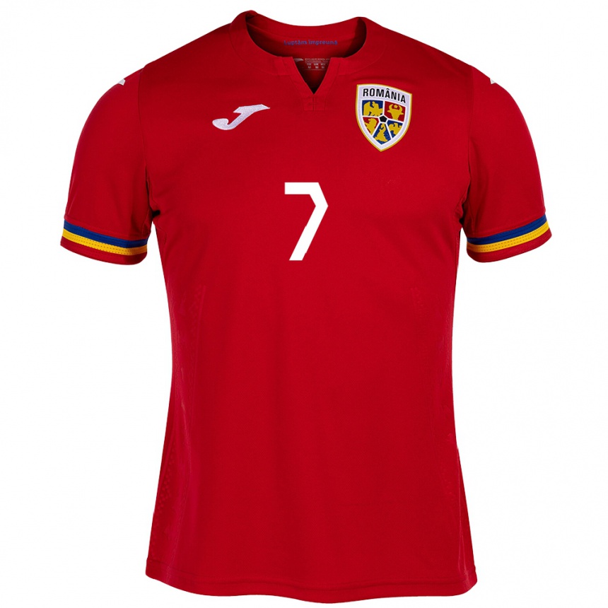 Women Football Romania Adrian Mazilu #7 Red Away Jersey 24-26 T-Shirt