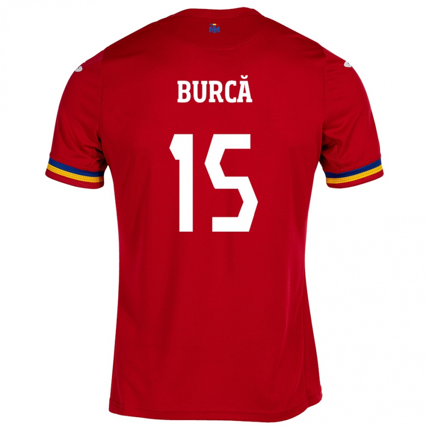 Women Football Romania Andrei Burcă #15 Red Away Jersey 24-26 T-Shirt