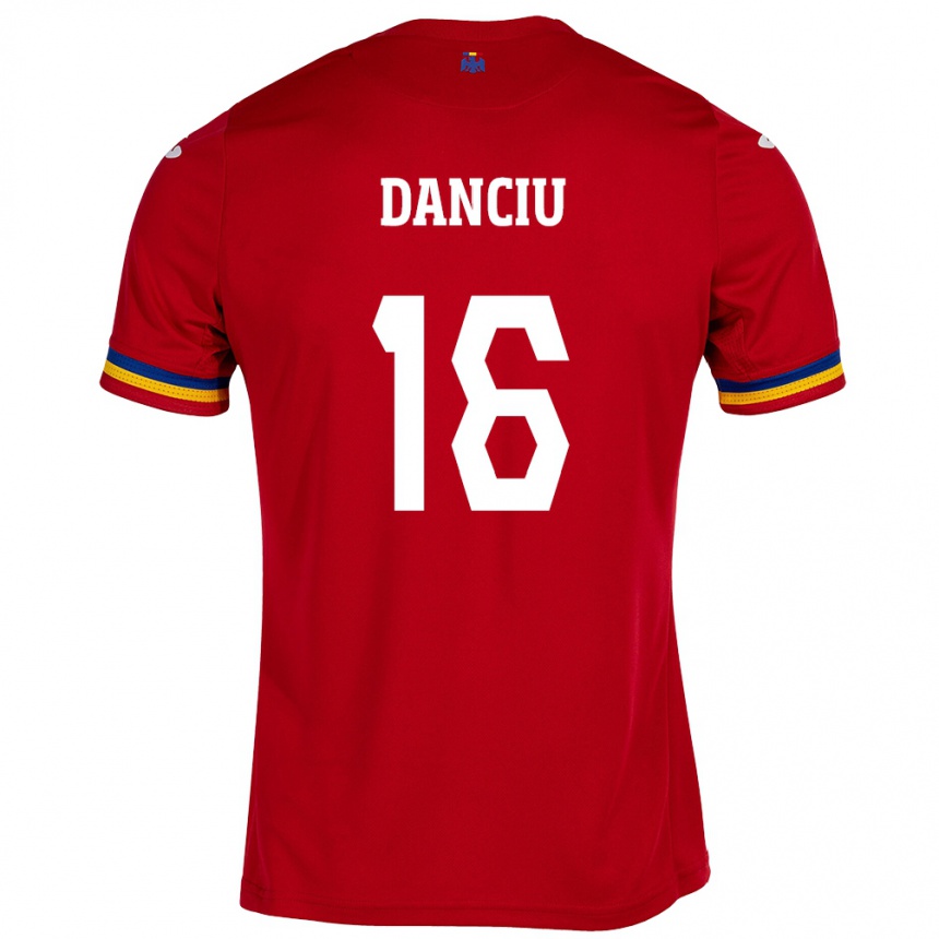 Women Football Romania Marian Danciu #16 Red Away Jersey 24-26 T-Shirt