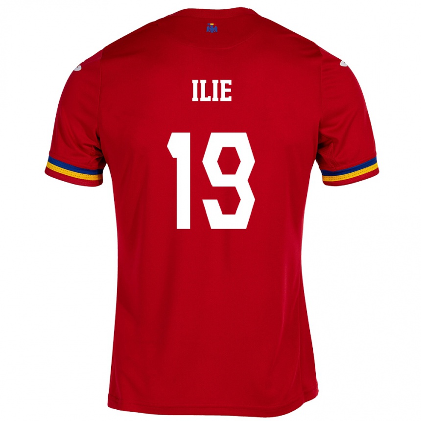 Women Football Romania Rareș Ilie #19 Red Away Jersey 24-26 T-Shirt