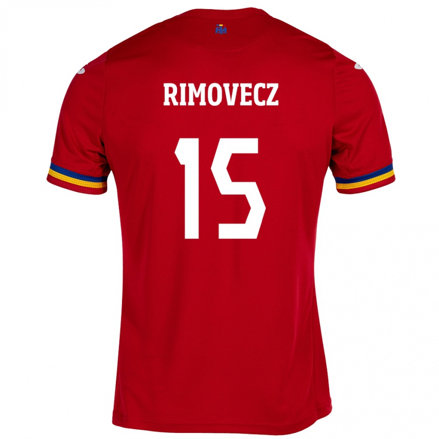 Women Football Romania Sergiu Rimovecz #15 Red Away Jersey 24-26 T-Shirt