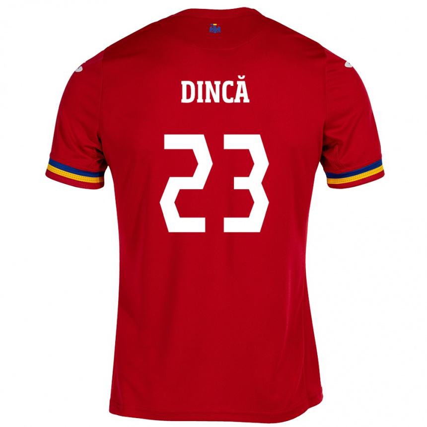 Women Football Romania David Dincă #23 Red Away Jersey 24-26 T-Shirt