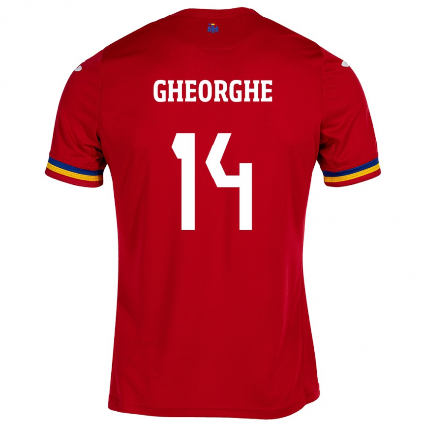 Women Football Romania Costyn Gheorghe #14 Red Away Jersey 24-26 T-Shirt