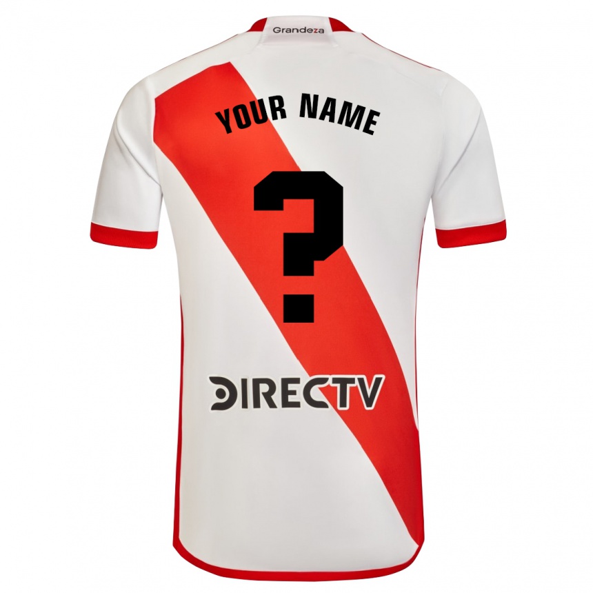 Kids Football Your Name #0 White Red Home Jersey 2023/24 T-Shirt