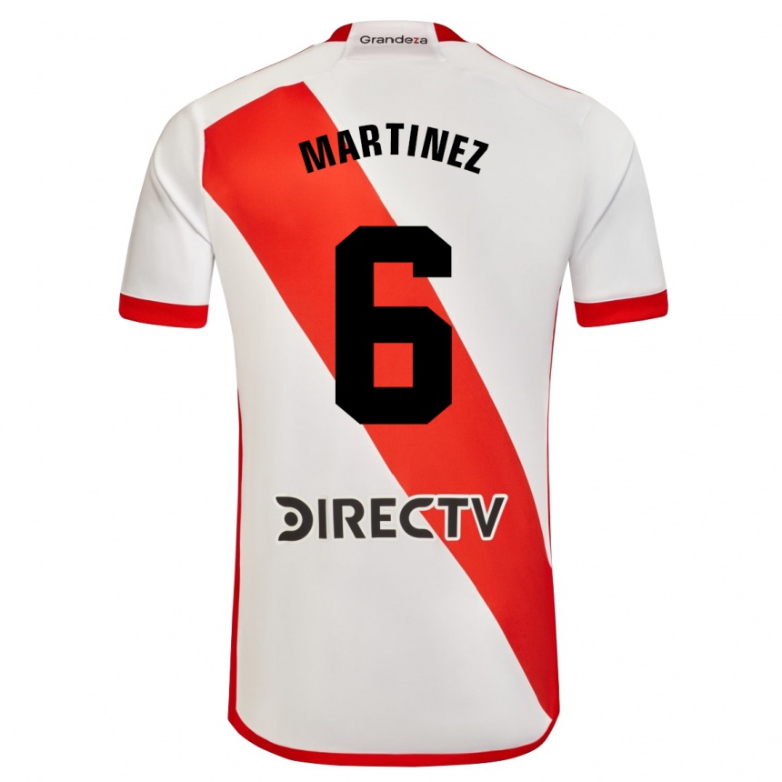 Kids Football David Martínez #6 White Red Home Jersey 2023/24 T-Shirt