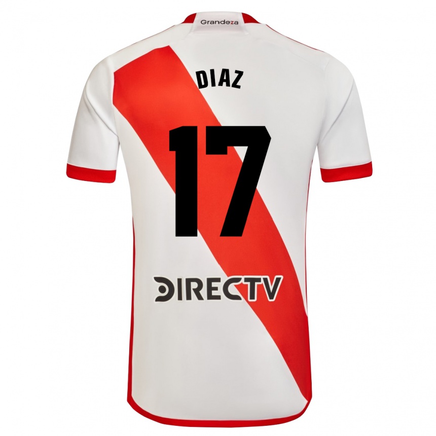 Kids Football Paulo Díaz #17 White Red Home Jersey 2023/24 T-Shirt