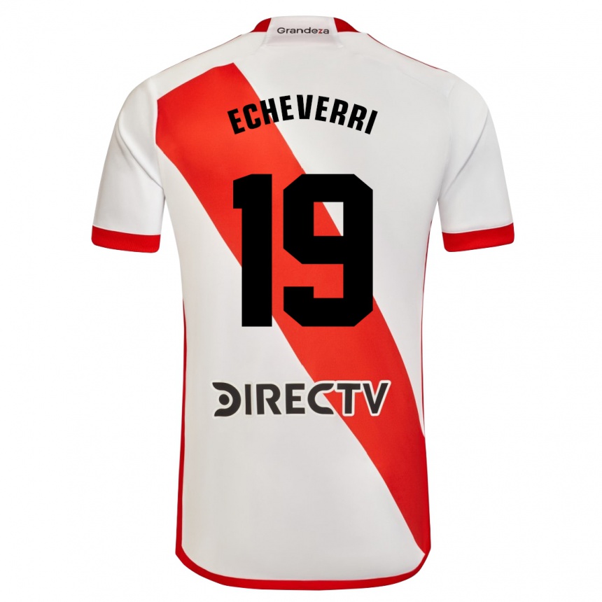 Kids Football Claudio Echeverri #19 White Red Home Jersey 2023/24 T-Shirt