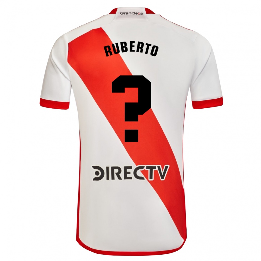 Kids Football Agustín Ruberto #0 White Red Home Jersey 2023/24 T-Shirt