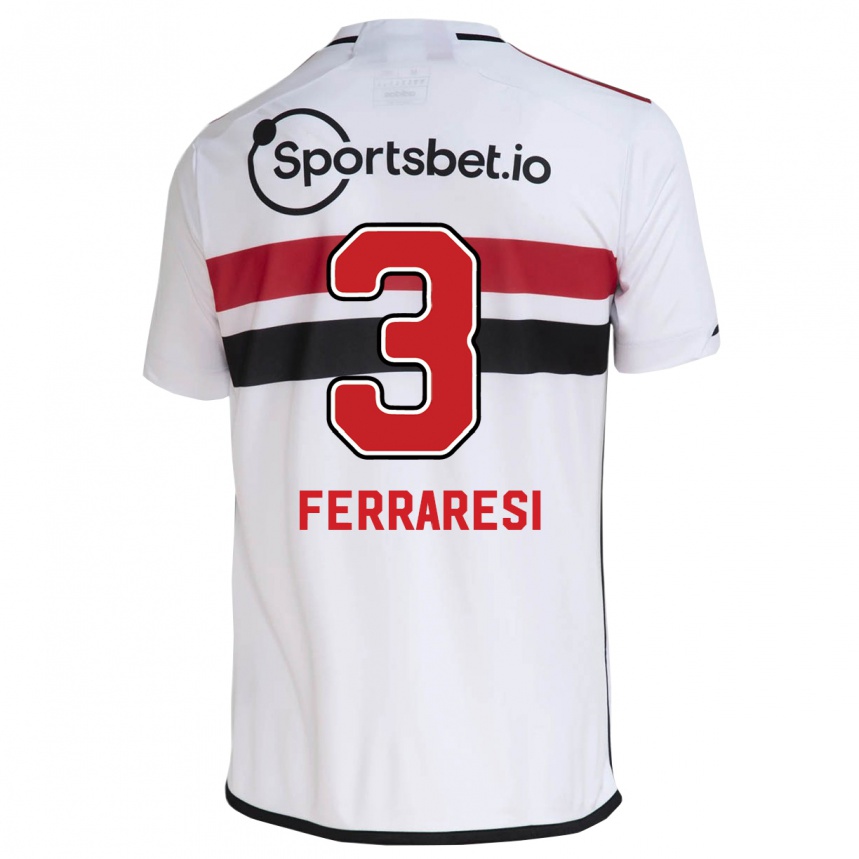 Kids Football Nahuel Ferraresi #3 White Home Jersey 2023/24 T-Shirt