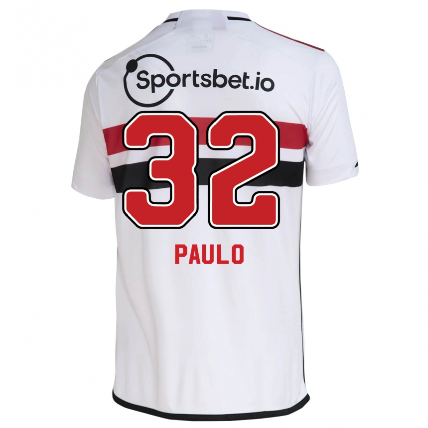 Kids Football Marcos Paulo #32 White Home Jersey 2023/24 T-Shirt