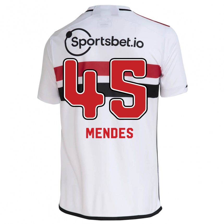 Kids Football Nathan Mendes #45 White Home Jersey 2023/24 T-Shirt