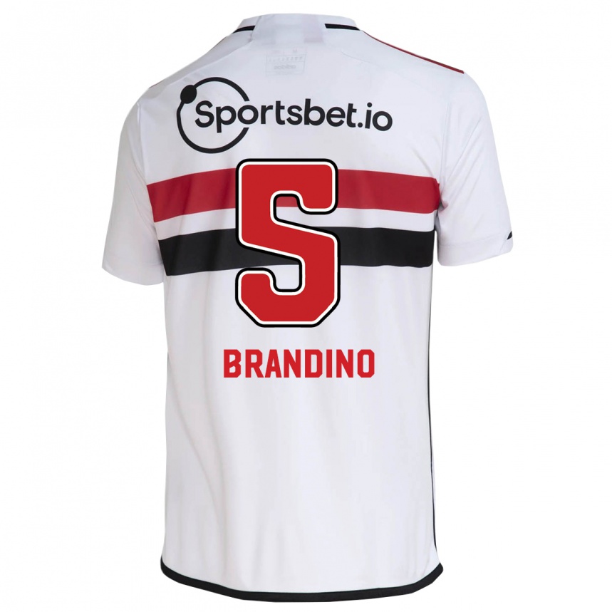 Kids Football Kika Brandino #5 White Home Jersey 2023/24 T-Shirt