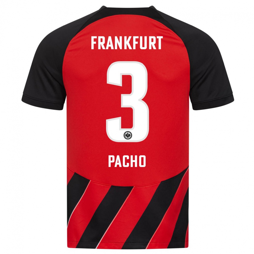 Kids Football Willian Pacho #3 Red Black Home Jersey 2023/24 T-Shirt